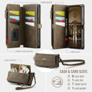 iPhone 14 Plus Crossbody Case with Strap, Card Slots & Zipper Pocket [Coffee]
