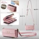 iPhone 15 Plus Crossbody Case with Strap, Card Slots & Zipper Pocket [Pink]
