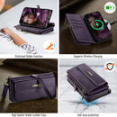 iPhone 14 Crossbody Case with Strap, Card Slots & Zipper Pocket [Purple]