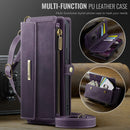 iPhone 14 Plus Crossbody Case with Strap, Card Slots & Zipper Pocket [Purple]