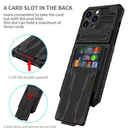 iPhone 15 Pro Heavy Duty Shockproof Case With Card Holder & Kickstand (Black)