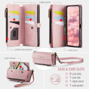 iPhone 15 Pro Max Crossbody Case with Strap, Card Slots & Zipper Pocket [Pink]