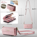 iPhone 15 Pro Crossbody Case with Strap, Card Slots & Zipper Pocket [Pink]