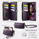 iPhone 15 Pro Max Crossbody Case with Strap, Card Slots & Zipper Pocket [Purple]