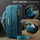 iPhone 15 Pro Crossbody Case with Strap, Card Slots & Zipper Pocket [Teal]
