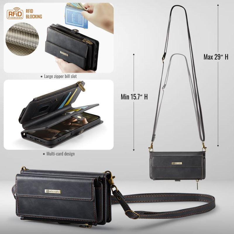 iPhone 16 Plus Crossbody Case with Strap Card Slots &