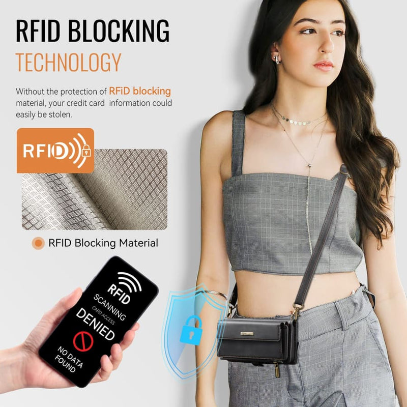 iPhone 16 Plus Crossbody Case with Strap Card Slots &