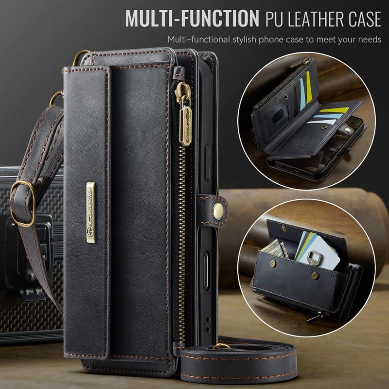iPhone 16 Plus Crossbody Case with Strap Card Slots &