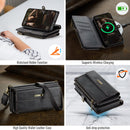 iPhone 16 Plus Crossbody Case with Strap, Card Slots & Zipper Pocket [Black]