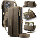 iPhone 16 Pro Crossbody Case with Strap Card Slots & Zipper