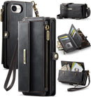 iPhone 16e Crossbody Case with Strap, Card Slots & Zipper Pocket [Black]
