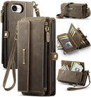 iPhone 16e Crossbody Case with Strap, Card Slots & Zipper Pocket [Coffee]