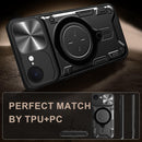 iPhone 16e Ring Kickstand Case w/ Camera Cover [Black]