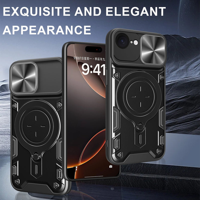 iPhone 16e Ring Kickstand Case w/ Camera Cover [Rose Gold]