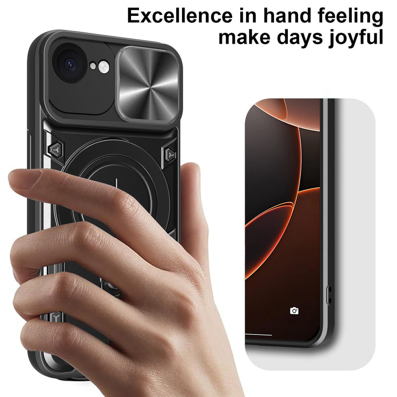 iPhone 16e Ring Kickstand Case w/ Camera Cover [Rose Gold]
