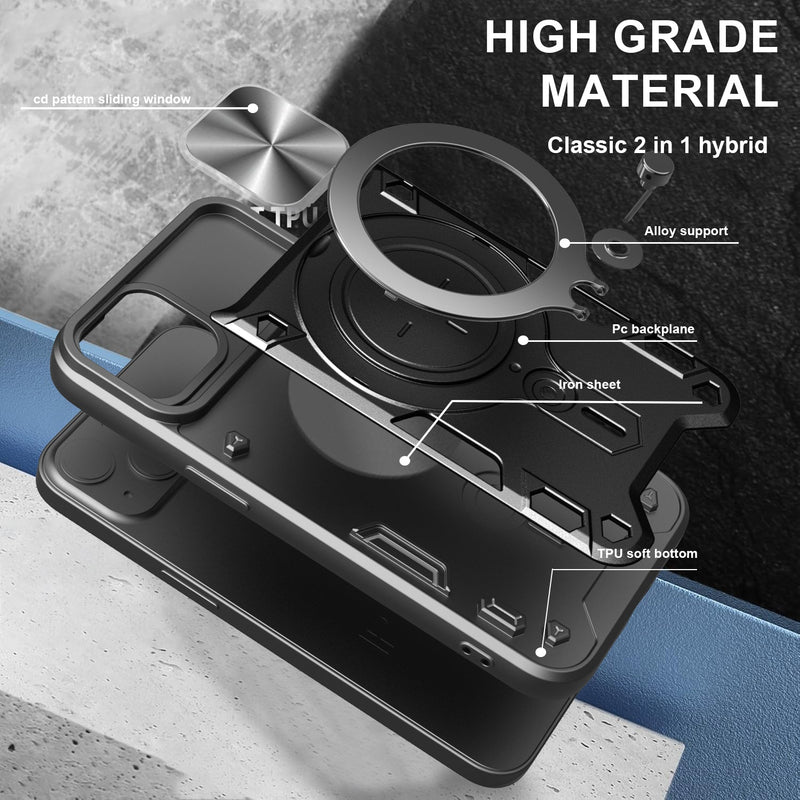 iPhone 16e Ring Kickstand Case w/ Camera Cover [Rose Gold]