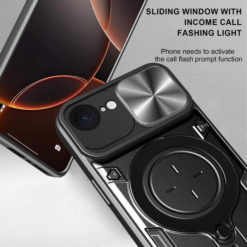 iPhone 16e Ring Kickstand Case w/ Camera Cover [Rose Gold]
