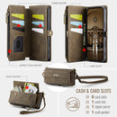 iPhone 16 Pro Crossbody Case with Strap, Card Slots & Zipper Pocket [Coffee]