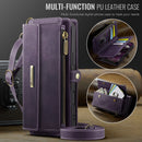 iPhone 16 Pro Max Crossbody Case with Strap, Card Slots & Zipper Pocket [Purple]