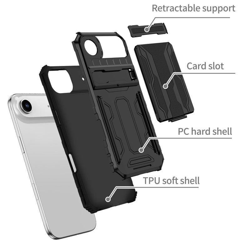 iPhone 17 Air Rugged Case with Card Holder & Kickstand [Black]