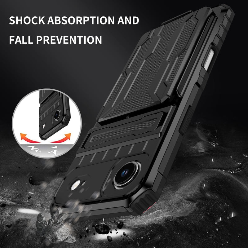 iPhone 17 Air Rugged Case with Card Holder & Kickstand [Black]