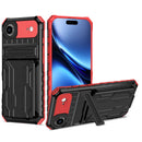 iPhone 17 Air Rugged Case with Card Holder & Kickstand [Red]
