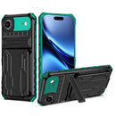 iPhone 17 Air Rugged Case with Card Holder & Kickstand [Teal]