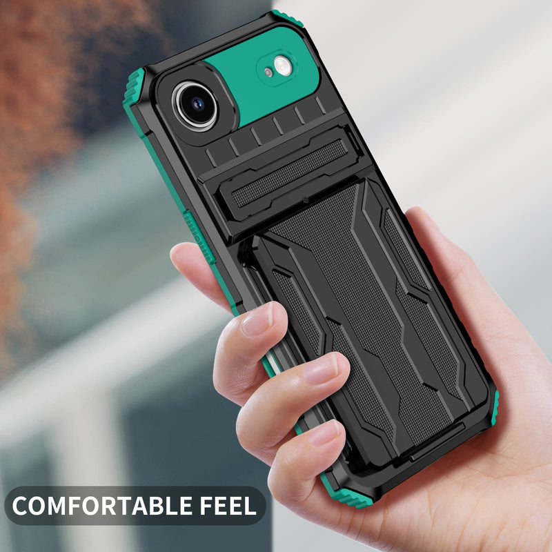 iPhone 17 Air Rugged Case with Card Holder & Kickstand [Teal]