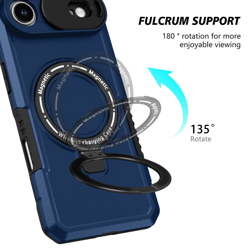 iPhone 17 Air MagSafe Case with Sliding Camera Cover & Ring Stand [Navy]