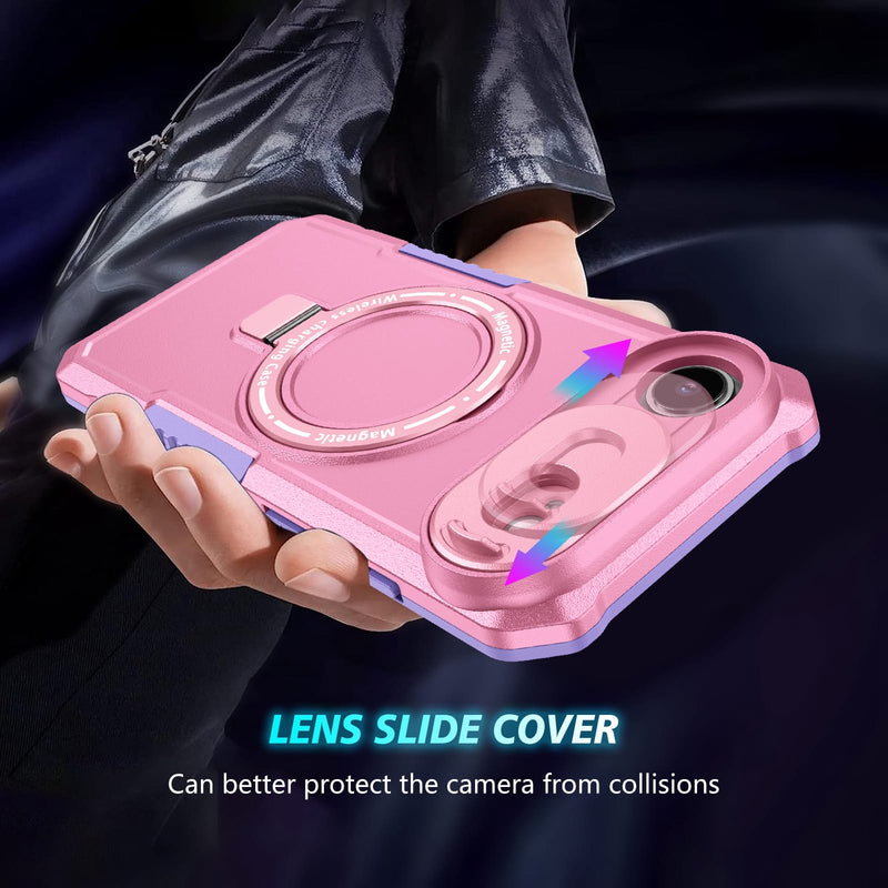 iPhone 17 Air MagSafe Case with Sliding Camera Cover & Ring Stand [PinkWhite]
