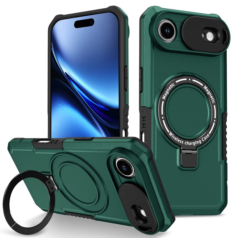 iPhone 17 Air MagSafe Case with Sliding Camera Cover & Ring Stand [Teal]