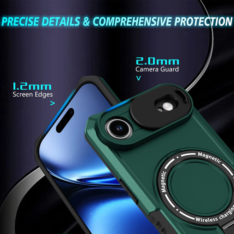 iPhone 17 Air MagSafe Case with Sliding Camera Cover & Ring Stand [Teal]