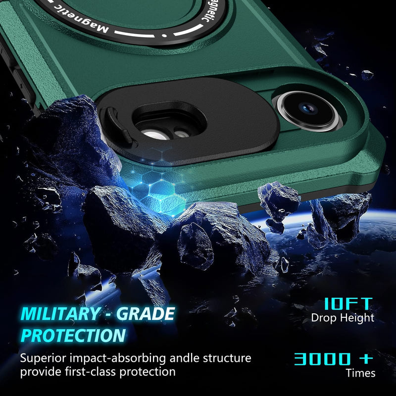 iPhone 17 Air MagSafe Case with Sliding Camera Cover & Ring Stand [Teal]