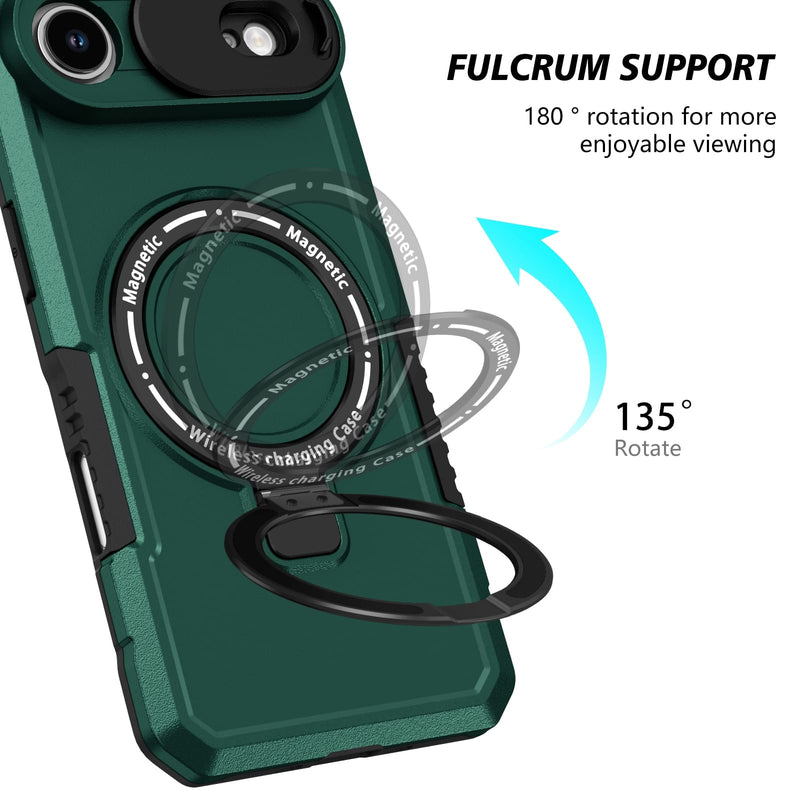 iPhone 17 Air MagSafe Case with Sliding Camera Cover & Ring Stand [Teal]
