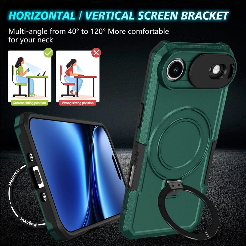 iPhone 17 Air MagSafe Case with Sliding Camera Cover & Ring Stand [Teal]