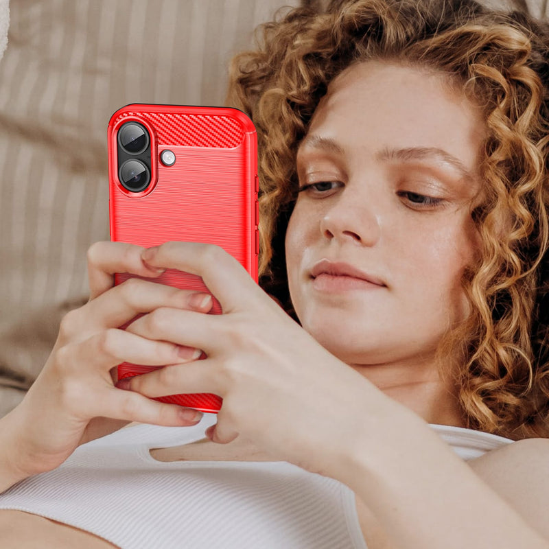 Apple iPhone 17 Carbon Fibre Brushed Case [Red]