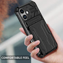 iPhone 17 Heavy Duty Kickstand Card Holder Case Shockproof