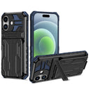 iPhone 17 Heavy Duty Kickstand Card Holder Case Shockproof