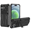 iPhone 17 Rugged Case with Card Holder & Kickstand [Black]