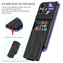 iPhone 17 Rugged Case with Card Holder & Kickstand [Purple]