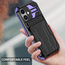 iPhone 17 Rugged Case with Card Holder & Kickstand [Purple]