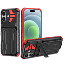 iPhone 17 Rugged Case with Card Holder & Kickstand [Red]