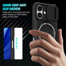 iPhone 17 MagSafe Case with Sliding Camera Cover & Ring Stand [Black]