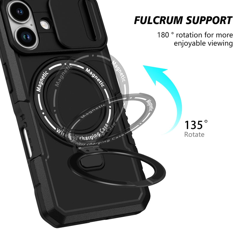 iPhone 17 MagSafe Case with Sliding Camera Cover & Ring Stand [Black]