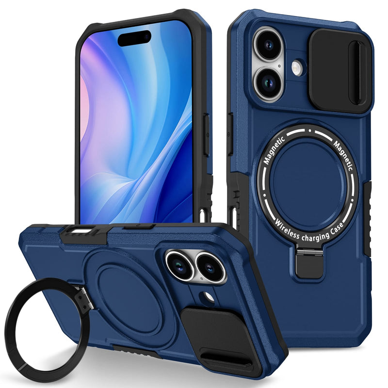 iPhone 17 MagSafe Case with Sliding Camera Cover & Ring Stand [Navy]