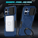 iPhone 17 MagSafe Case with Sliding Camera Cover & Ring Stand [Navy]