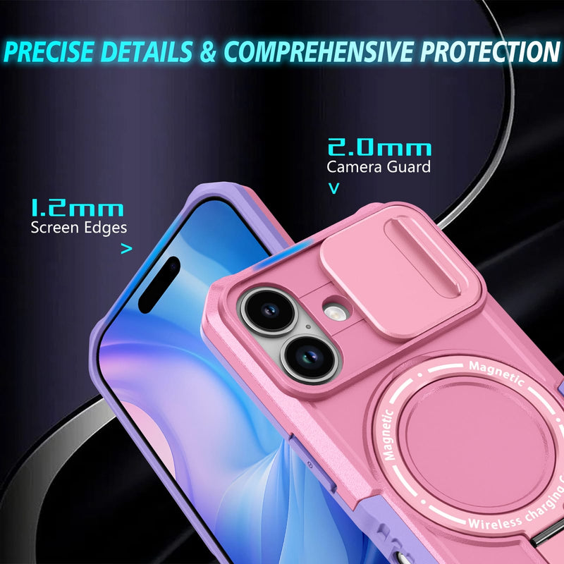 iPhone 17 MagSafe Case with Sliding Camera Cover & Ring Stand [PinkWhite]