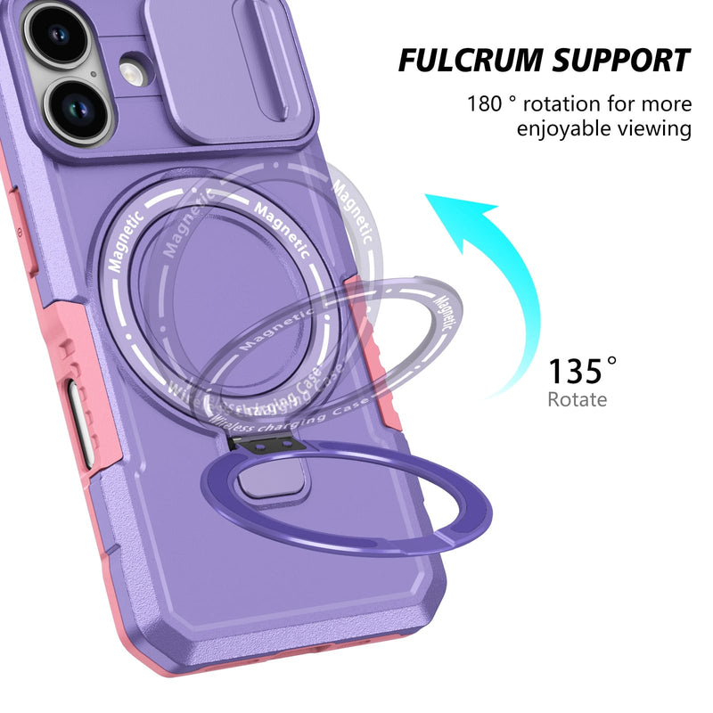 iPhone 17 MagSafe Case with Sliding Camera Cover & Ring Stand [Purple]