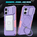 iPhone 17 MagSafe Case with Sliding Camera Cover & Ring Stand [Purple]