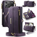 iPhone 17 Pro Crossbody Case with Strap Card Slots & Zipper